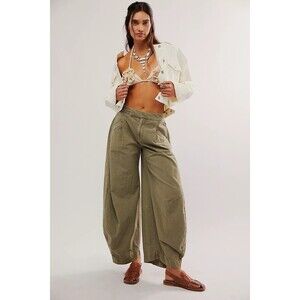 Free People Tegan Washed Barrel Trousers Pants Pleated High Waisted S NWD 282747